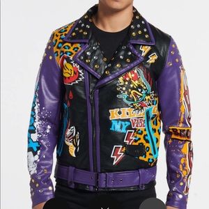 R3bel vintage studded and patchwork bikers jacket.